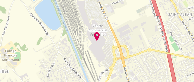 Plan de Parfois, Centre Commercial Géant Casino Fenouillet N.142, Zone Industrielle de Saint-Jory, Route Nationale 20
Rue des Usines, 31150 Fenouillet
