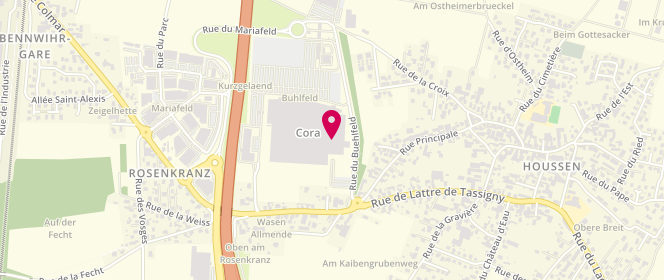 Plan de Le Temps des Cerises, Centre Commercial Cora
Rue du Buhlfeld, 68125 Houssen