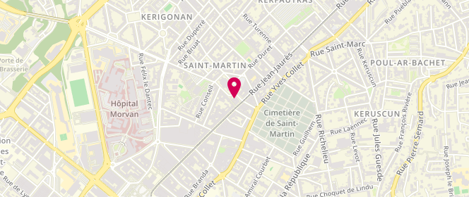 Plan de Chez Riquet Poignées d'Amour, 1 Rue Saint-Martin, 29200 Brest