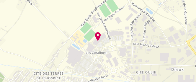 Plan de La Halle, Zone Aménagement Les Coralines
Centre Commercial Cora
Rue Henry Potez, 28100 Dreux, France