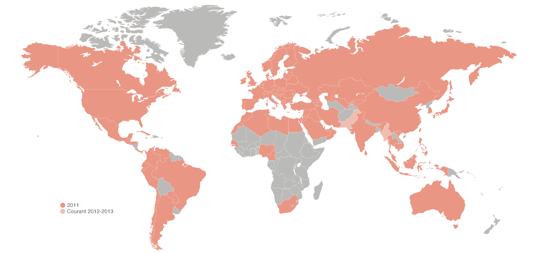 Implantation mondiale de Mango en 2011